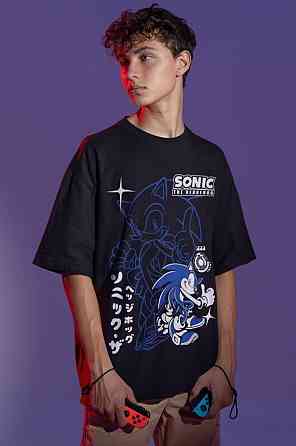 Футболка з аніме принтом Схадов Хедгехог Хероес Сонік оверсайз (S/M/L) Чорний AnimeJ0816 Дніпро