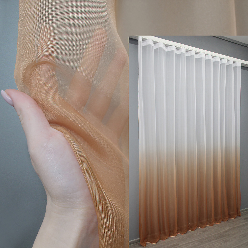 Тюль VR-Textil 751т Омбре шифон Коричневий із білим 300х270 см (42-0180) Київ - фото 1