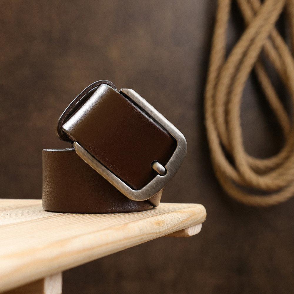 Кожаный мужской гладкий ремень Vintage 20726 Коричневый Киев - изображение 10