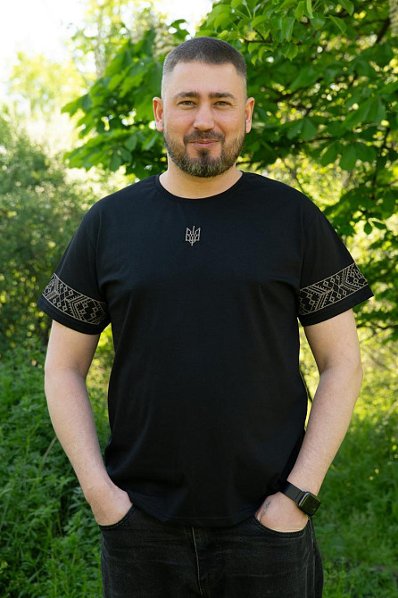 Футболка мужская с вышивкой х/б  черная топ Киев - изображение 3