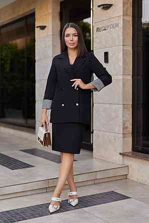 Жіночий базовий піджак на підкладці з манжетами "Lavita" | Норма і батал Чорний, 42-44 Київ