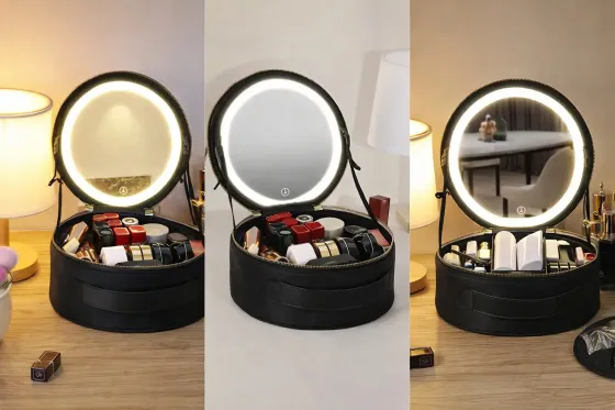 Косметичка-органайзер с LED зеркалом, 29х28х11 см/Дорожная косметичка Коломия