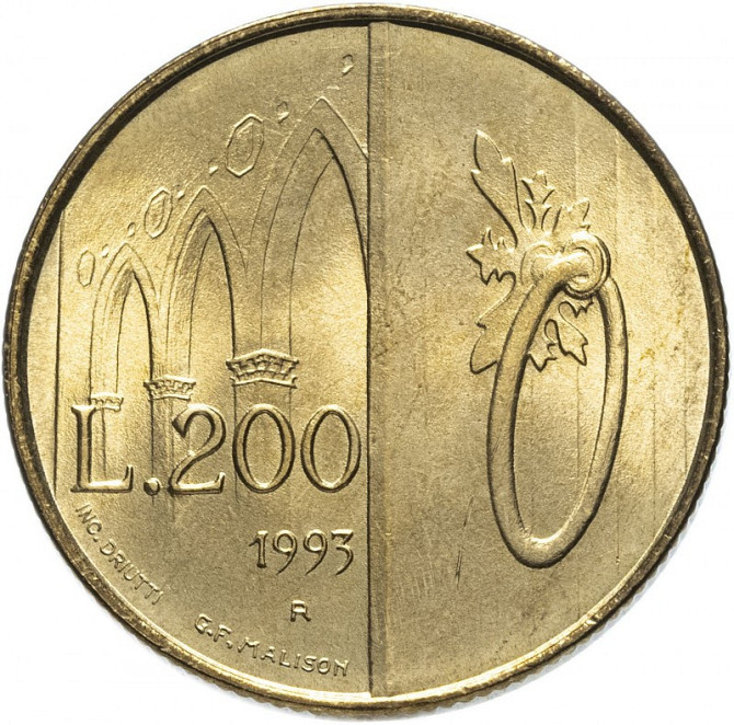 200 лир 1993 Сан-Марино UNC Полтава - фото 1