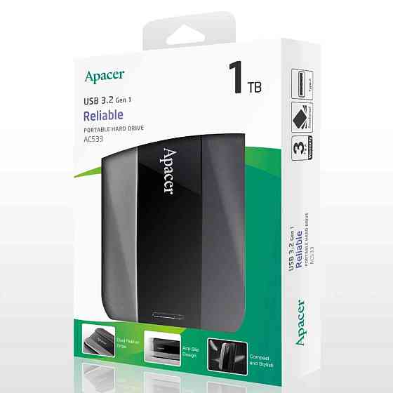 Зовнішній жорсткий диск PHD External 2.5'' Apacer USB 3.2 Gen 1 AC533 1TB Black Київ