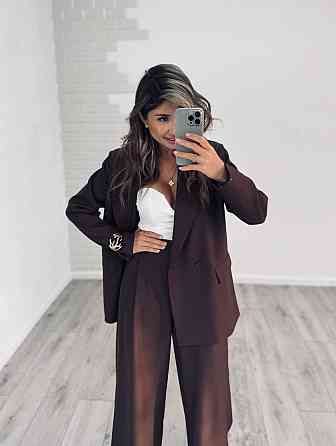 Женский стильный классический костюм двойка, костюмка Шоколад, 46/48 Одесса