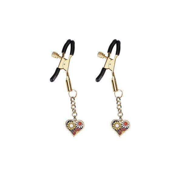 Зажимы для сосков Liebe Seele Nipple Clamps Gold Heart-shaped Flowers on Blue Sex Aura Киев - изображение 1