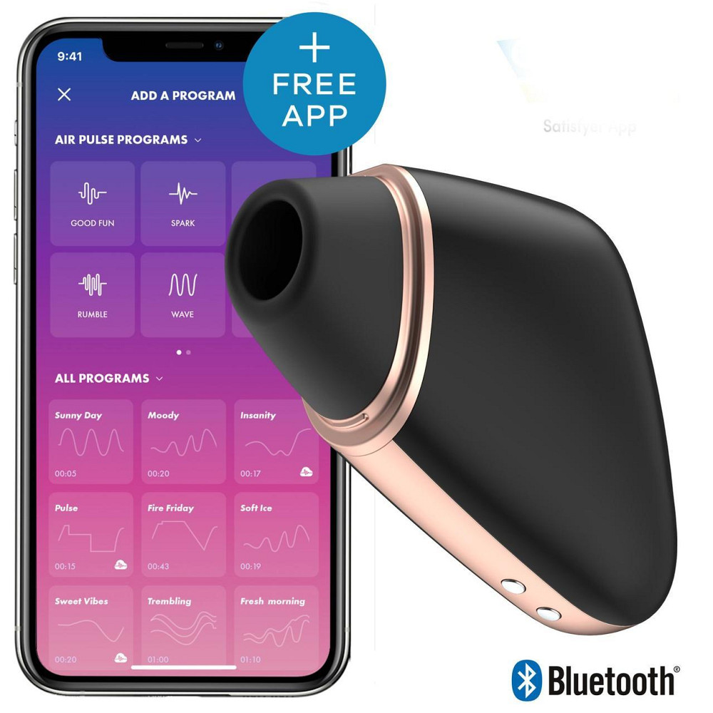 Вакуумный клиторальный стимулятор Satisfyer Love Triangle Black с управлением через интернет Sex Aura Киев - изображение 1