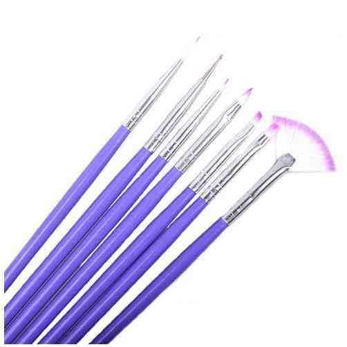 Кисти для маникюра фиолетовые - в наборе 7шт., длина 18см, искусственный ворс Киев