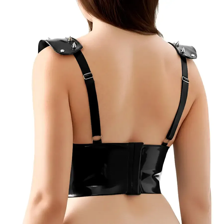 Лакований вініловий ліф з шипами Art of Sex - Mistress, чорний, розмір S Львов - изображение 2