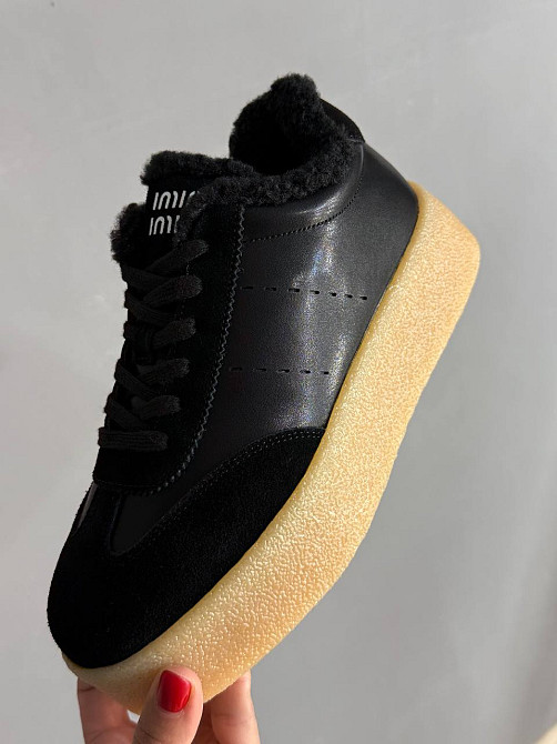 Кеди жіночі Hengji 632-1 утеплені шкіряні з замшею на хутрі чорні, 36, 23 см Київ - фото 19