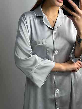 Женская ночная рубашка удлиненная шелковая XL Серебрянный Харьков