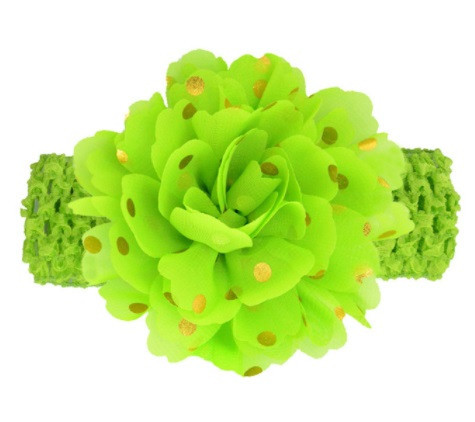 Детская салатовая повязка на голову - окружность головы около 40-52см, диаметр цветка 9см Киев - изображение 1