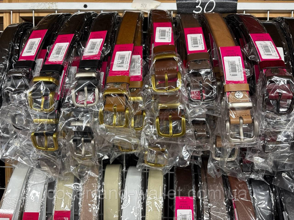 Коричневый кожаный женский ремень с золотистой пряжкой 30 мм PS Leather Киев - изображение 7