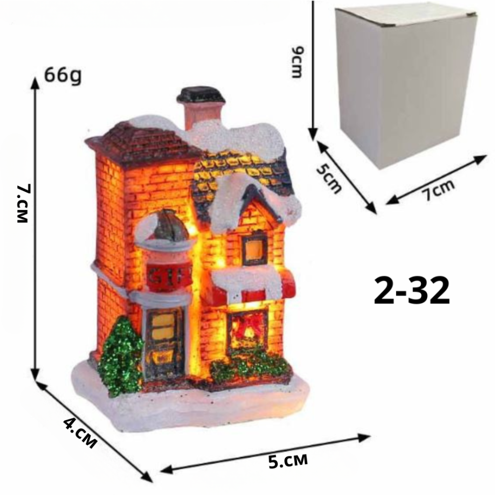 Новогодний домик с LED подсветкой из полистоуна для мини-сада, декора, миниатюры, Рождественской инсталляции. Модель 2-32 Одесса - изображение 1