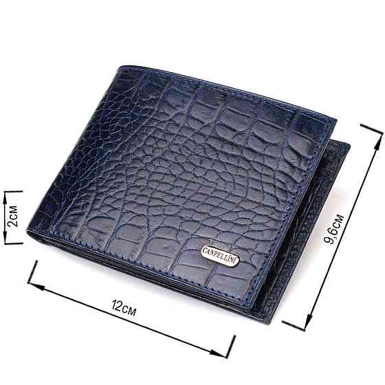 Красивый кошелек для мужчин из натуральной кожи с тиснением под крокодила CANPELLINI 21924 Синий Киев