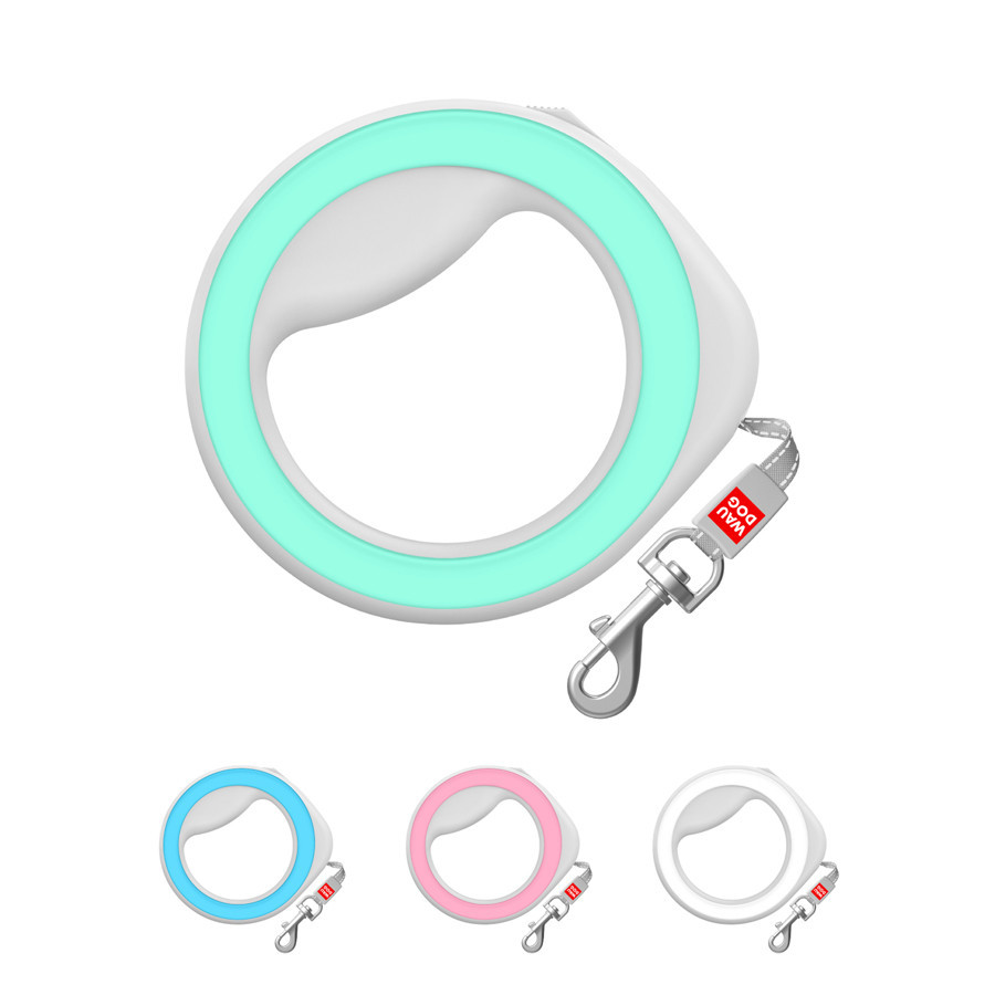 Поводок-рулетка для собак WAUDOG R-leash, круглая, XS-M, до 40 кг, 2,9 м, светоотражающая лента салатовая Киев - изображение 1