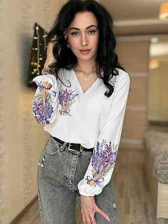 Женская праздничная блуза с цветами турецкий софт Белый 2, 46/48 Одесса