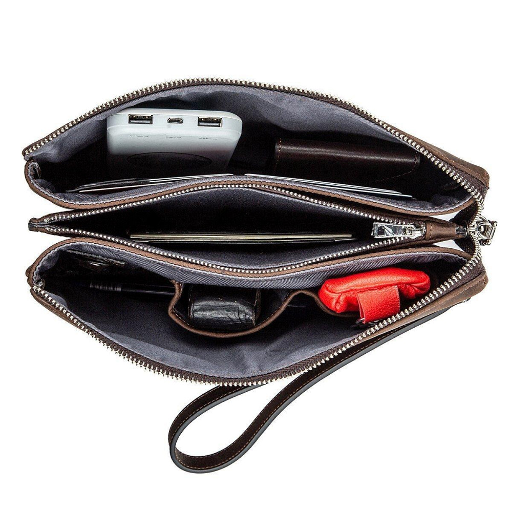 Барсетка мужская винтажная GRANDE PELLE 11145 кожаная Коричневая Киев - изображение 6