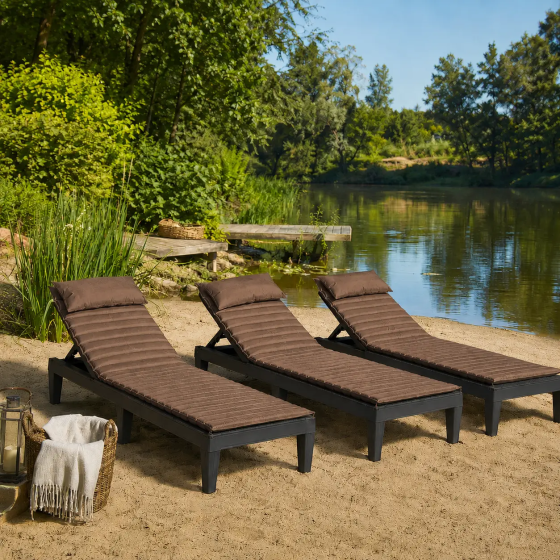 Матрац із подушкою на шезлонг (лежак) BritGarden (0.6 х 1.9 м) водонепроникний Коричневий Вінниця