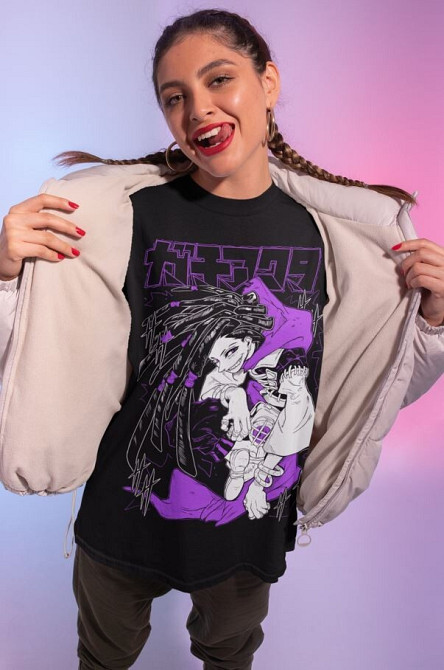 Футболка для хлопчика з аніме принтом Гакхіакута Томе Джапанесе Танкобон оверсайз (зріст від 165 до 180) Чорний AnimeJ0831m Дніпро - фото 3