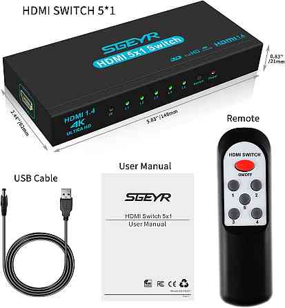 KVM-перемикач SGEYR 5x1 HDMI Луцк