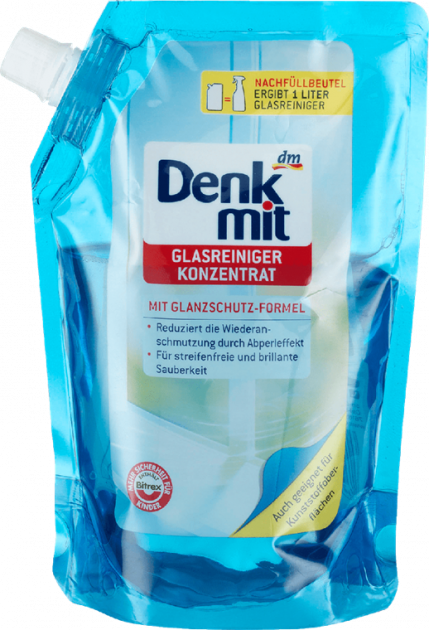 Концентрований засіб для чищення скла Denkmit Glasreiniger Konzentrat запаска 333 мл Німеччина Київ - фото 1