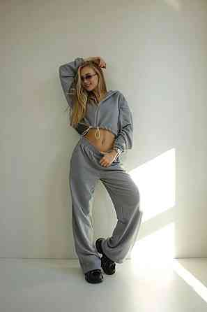 Женский трендовый базовый спортивный костюм трехнить петля Серый, 42/44 Одесса