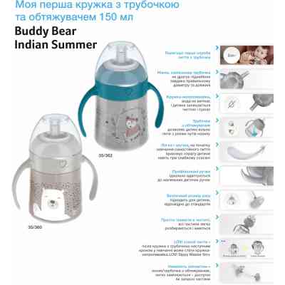 Поїльник-непроливайка Lovi Indian Summer з трубочкою та обтяжувачем 150 мл (35/362) Вінниця