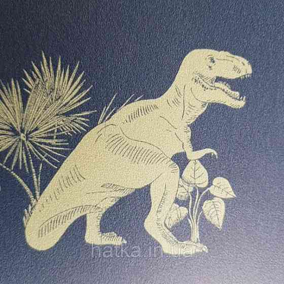 Обои флизелиновые детские  Caselio Our Planet животные динозавры пальмы зеленые на темно синем фоне Киев