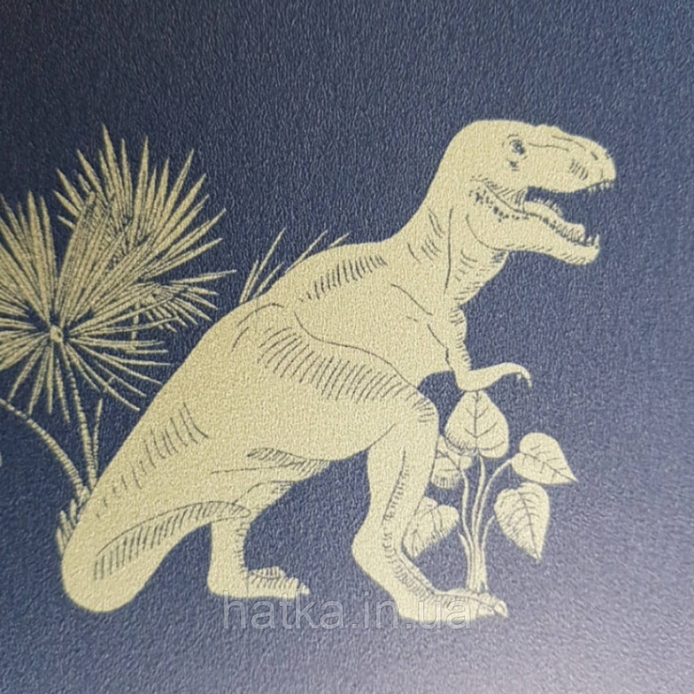 Обои флизелиновые детские  Caselio Our Planet животные динозавры пальмы зеленые на темно синем фоне Киев - изображение 1