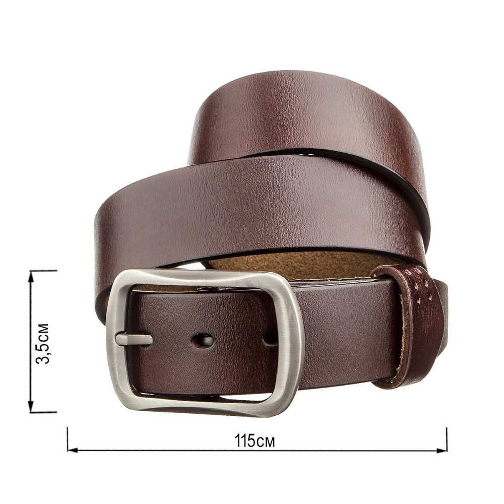 Чоловічий шкіряний ремінь із закругленою класичною пряжкою Vintage 20230 Коричневий Київ - фото 3