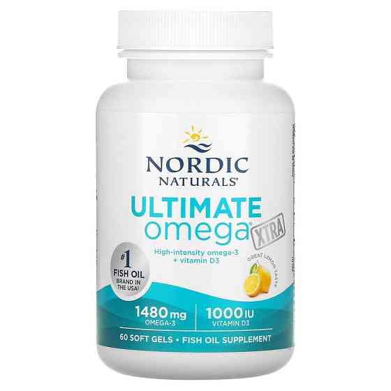 Экстра Омега-3, Ultimate Omega Xtra, Nordic Naturals, лимон, 1000 мг, 60 капсул Луцьк