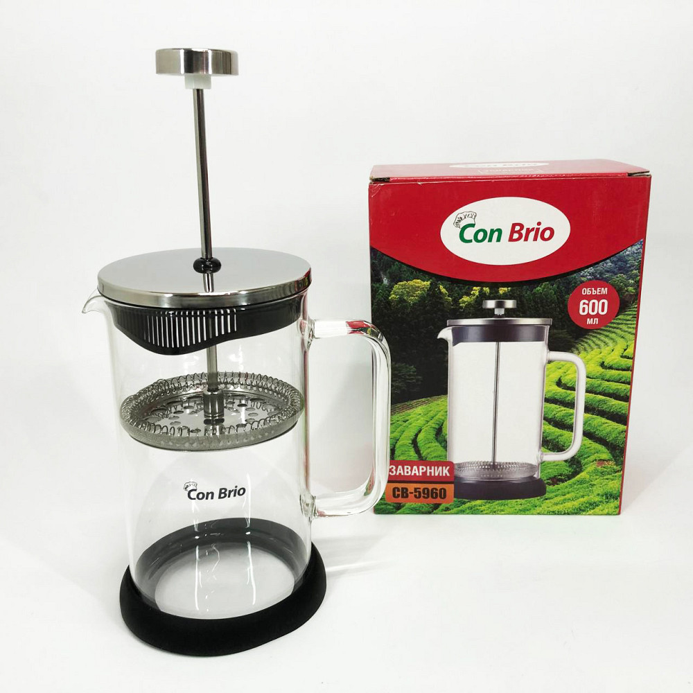 Френч прессы стекло Con Brio СВ-5960 600 мл, Френч-пресс для кухни для сервировки DS-42 Львов - изображение 1