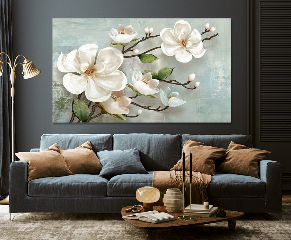 Картина холст в гостиную / спальню  Білі квіти   MLP_117 50x100 см Киев - изображение 3