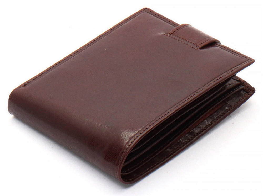 Коричневе чоловіче портмоне на кнопці з натуральної шкіри Marco Coverna B047-801 Кам'янське - фото 4