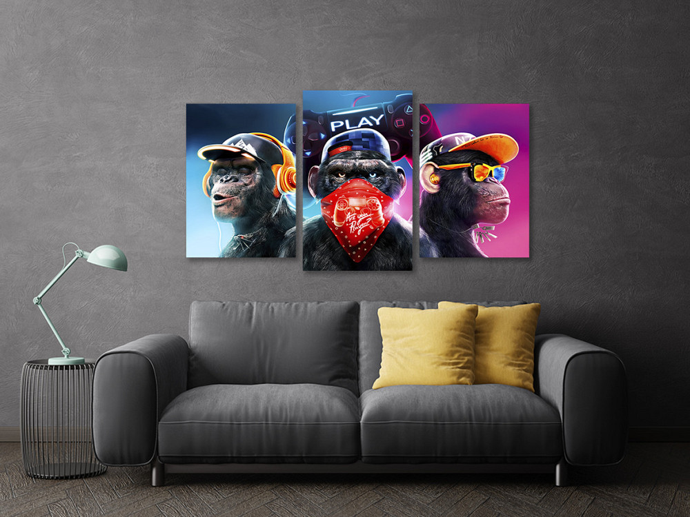 Модульная картина в гостиную / спальню Мавпи кольорові Art-614_3 Киев - изображение 3