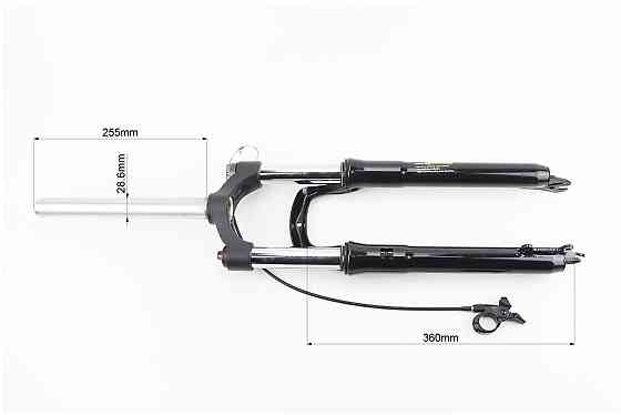 Вилка 26" амортизаційна, без різьби 1-1/8" (28,6мм), шток 255мм, з ходом 100мм, Disk-brake, пружинно-оливна, виносний Lockout, чорна N780 Київ