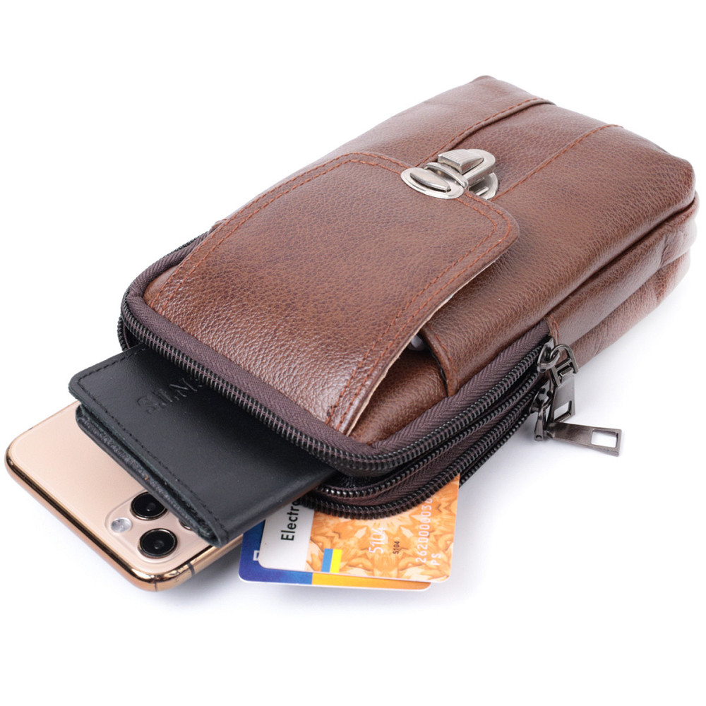 Сумка для мужчин на два отделения из натуральной кожи Vintage 22738 Коричневый Киев - изображение 4