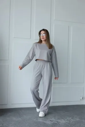 Стильний костюм із кроп-світшотом та прямими штанами Одеса