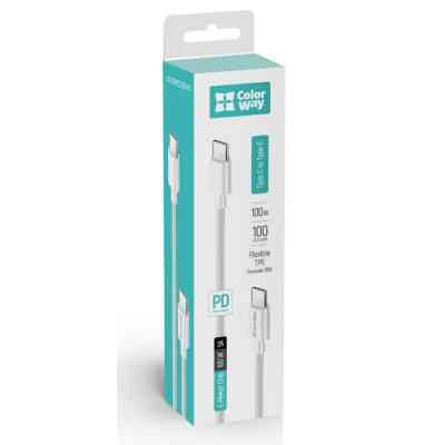 Дата кабель USB-C to USB-C 1.0m 5A 100W white ColorWay (CW-CBPDCC058-WT) Винница