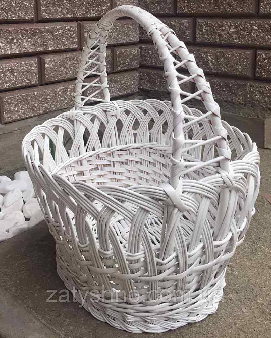Белая корзина из лозы | корзина пасхальная от производителя | корзина на пасху из лозы Киев - изображение 3