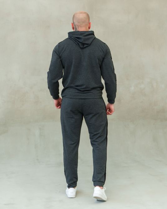 Костюм спортивний чоловічий лампаси весна Сіро-Чорний L Харків - фото 6