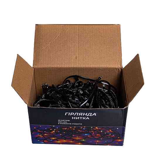 Гірлянда новорічна 22 м, 220 LED, чорний провід, біла Київ