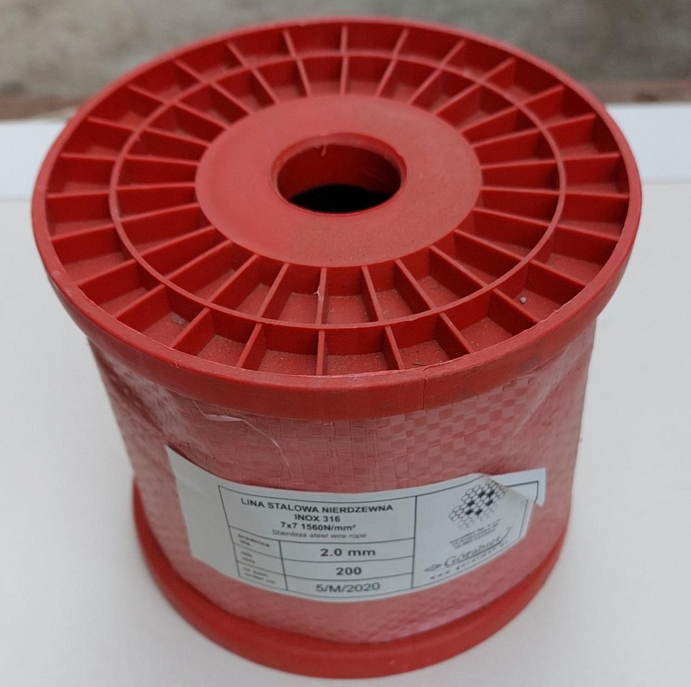 Трос "GoralMet" з нержавіючої сталі марки AISI 316, діаметром 2,0 мм, 7х7, бобіна пластикова, намотка 200 м Киев - изображение 1