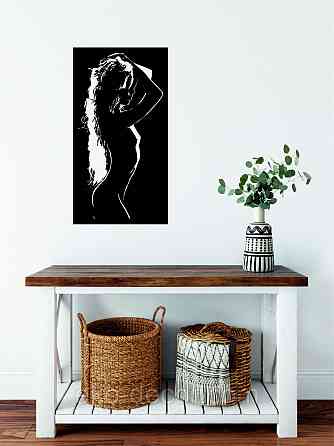 Декоративное настенное Панно «Силуэт женщины», Декор на стену 90*48 см, Черный Киев