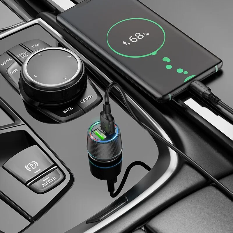 Автомобільний зарядний пристрій BOROFONE BZ21A Brilliant 36W dual port QC3.0 car charger Black Київ - фото 11