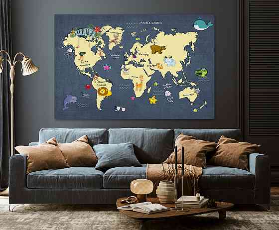 Картина холст в гостиную / спальню  Мапа світу   MLP_316 90х180см Киев