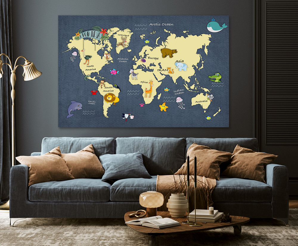 Картина холст в гостиную / спальню  Мапа світу   MLP_316 90х180см Киев - изображение 3