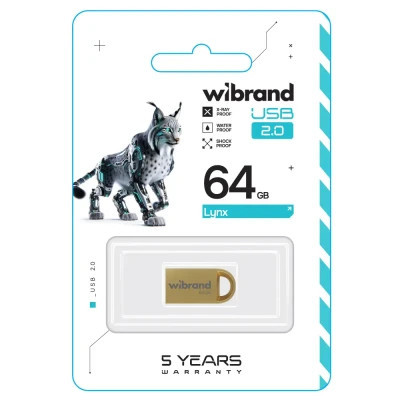 USB флеш накопичувач Wibrand 64GB lynx Gold USB 2.0 (WI2.0/LY64M2G) Вінниця - фото 2