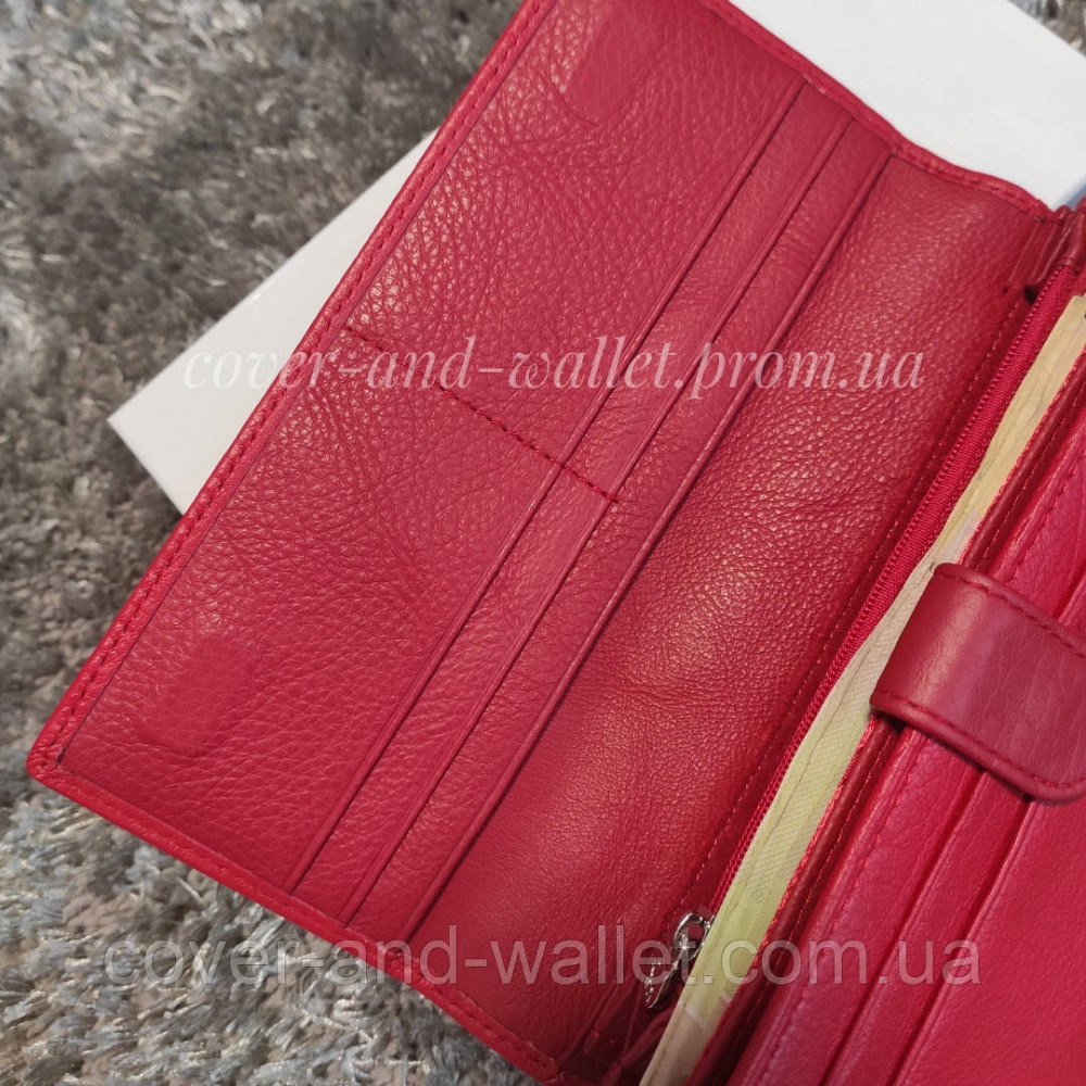 Червоний шкіряний жіночий гаманець для купюр і карток Marco Coverna MC 1415-2 Київ - фото 5